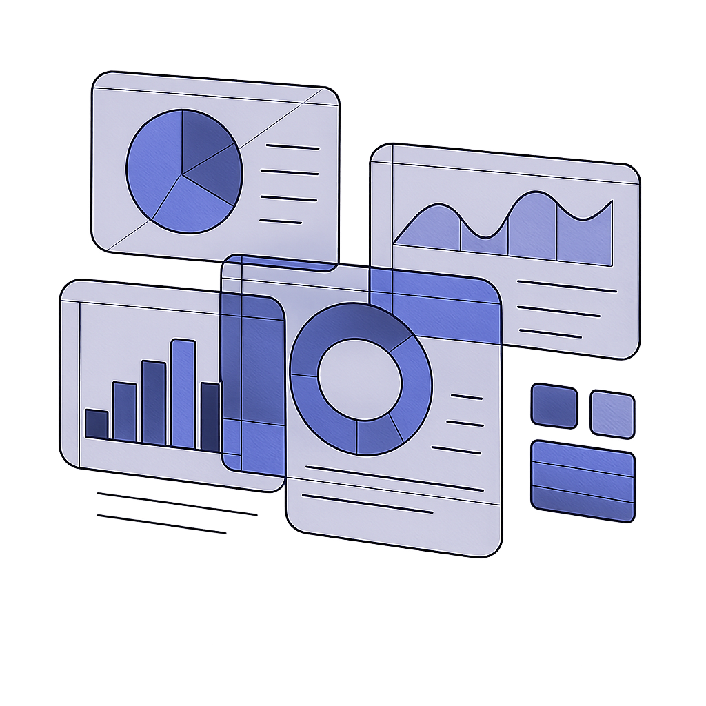 Complex traditional analytics dashboards with overwhelming charts and metrics versus simple AI-powered insights